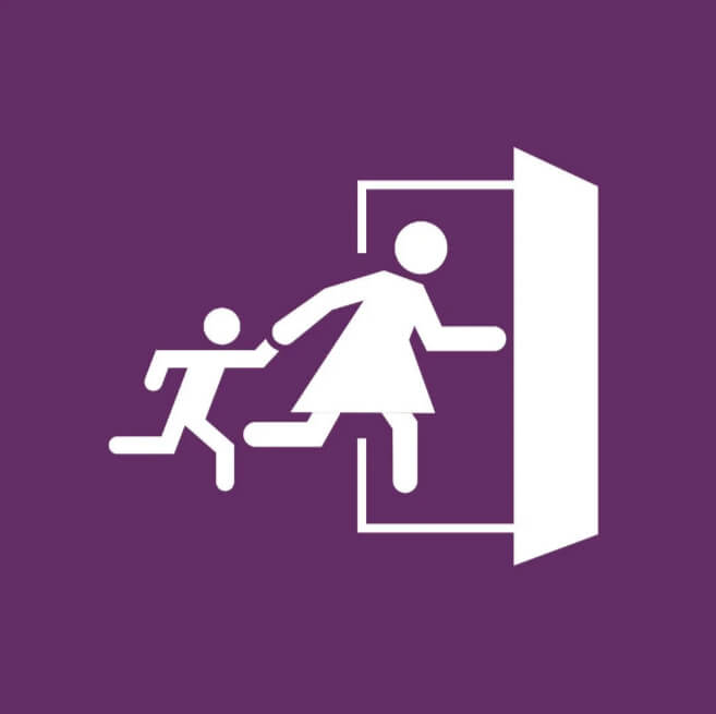 Mother and child fleeing icon
